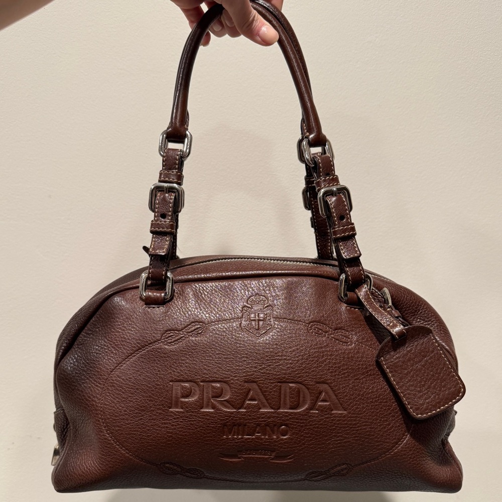 Prada Brown Vitello Daino Shoulder Bag
